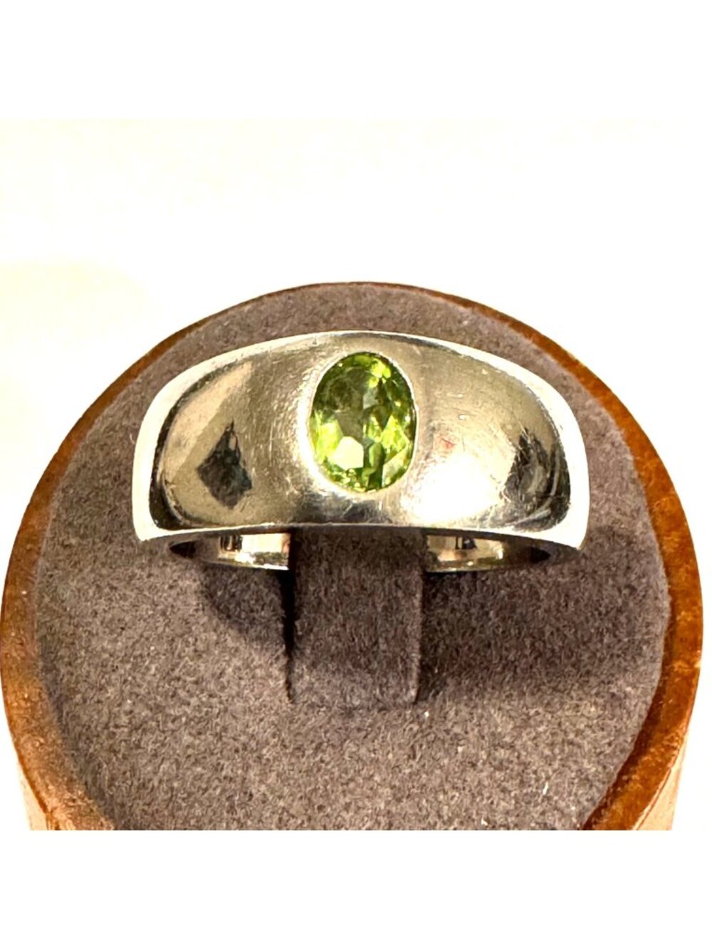 Sterling Silver 925 Men's Peridot Tapered Band Statement Ring Size 11.75